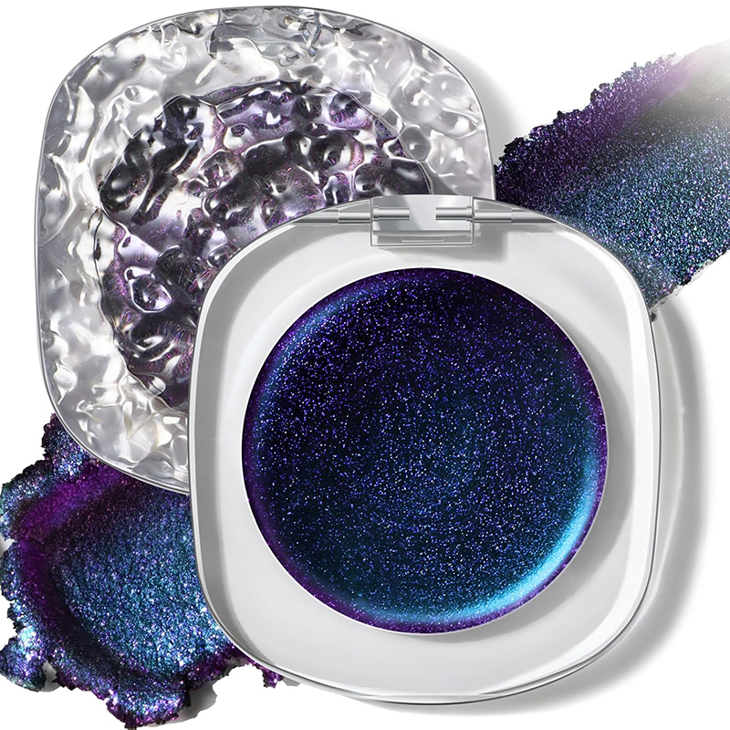 Black and Blue Smoky Glitter Eyeshadow and Lipstick OEM Factory